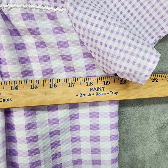 VTG Lati Fashion House Shirt Women LARGE Gingham Seersucker Pearl Snap Loungewea - Picture 6 of 10